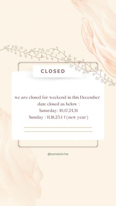 weekend closed in December